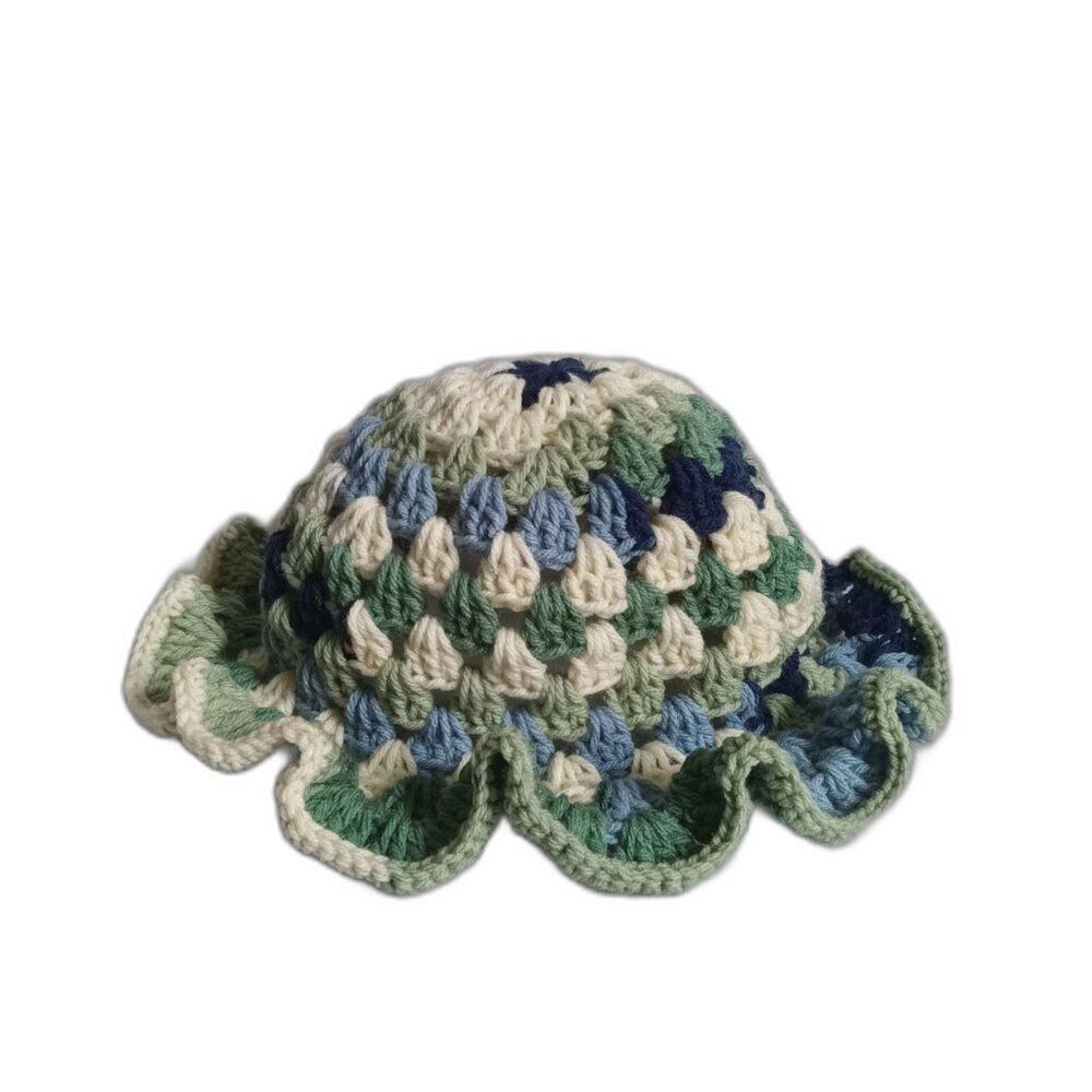 Handmade Crochet Multicolor Granny Stitch One Size Fits Most Acrylic Bucket Hat